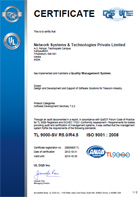 TL 9000 Certificate representation.